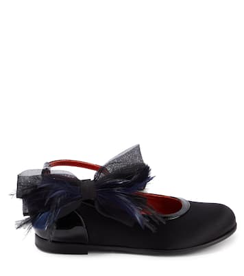 Ballerine Anemonina in raso con piume | Christian Louboutin Kids