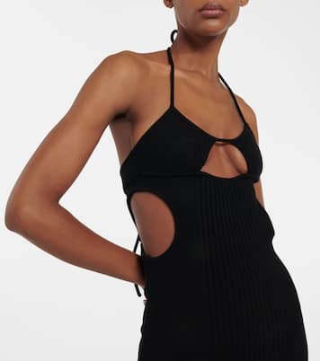 Cutout ribbed-knit gown | Off-White