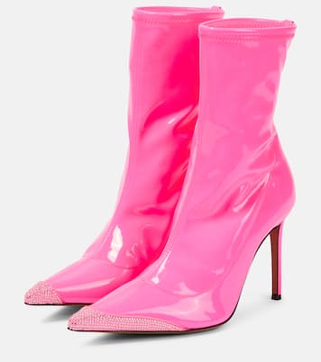 Crystal-embellished faux leather ankle boots | Alexandre Vauthier