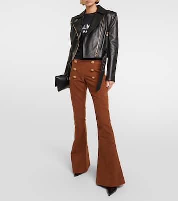 Pantaloni flared in cotone a vita bassa | Balmain