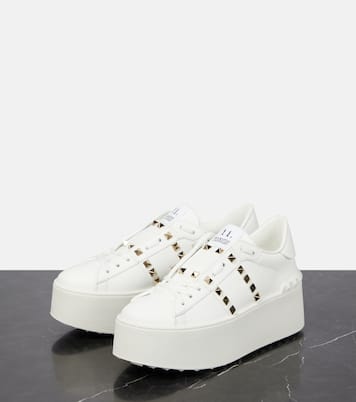 Rockstud Untitled leather platform sneakers | Valentino Garavani