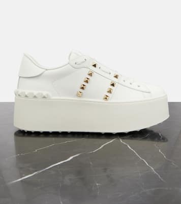 Rockstud Untitled leather platform sneakers | Valentino Garavani
