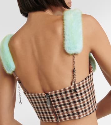 Embellished faux-fur trimmed bustier | Area