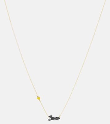 Halskette Perrito Pelota aus 9kt Gelbgold mit Emaille | Aliita