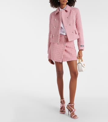 Minifalda de bouclé de mezcla de lana | Versace