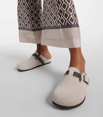 Mules in suede con monili | Brunello Cucinelli