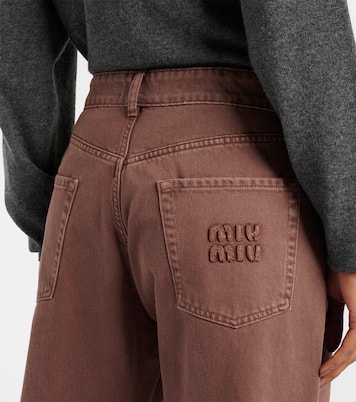 Jeans a gamba larga con logo | Miu Miu