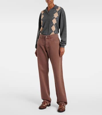 Jeans a gamba larga con logo | Miu Miu