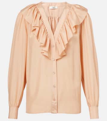 Blusa in seta habotai con volant | Chloé