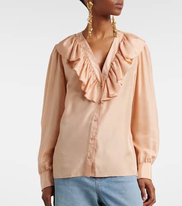Blusa in seta habotai con volant | Chloé