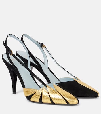 Escarpins Foliefoliage 90 en daim et cuir | Valentino Garavani