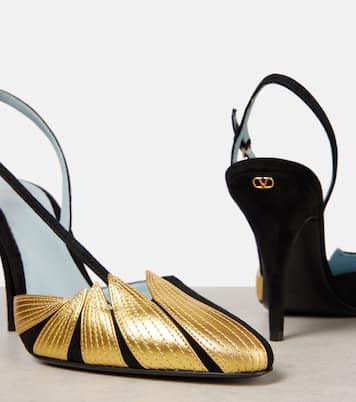 Escarpins Foliefoliage 90 en daim et cuir | Valentino Garavani