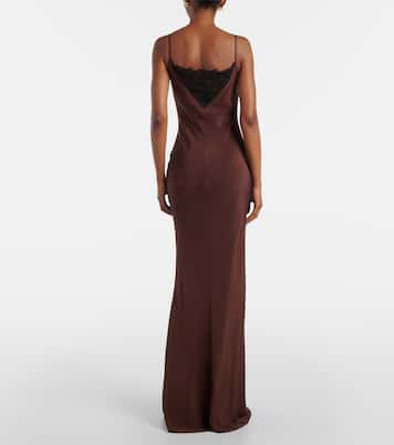 Vestido de fiesta de satén de seda con encaje | Roland Mouret