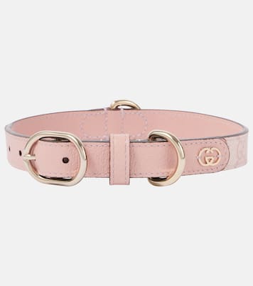 Collare per cani con finiture in pelle GG | Gucci
