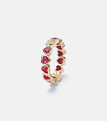 18kt yellow gold ring with rubies and diamonds  | Shay Jewelry