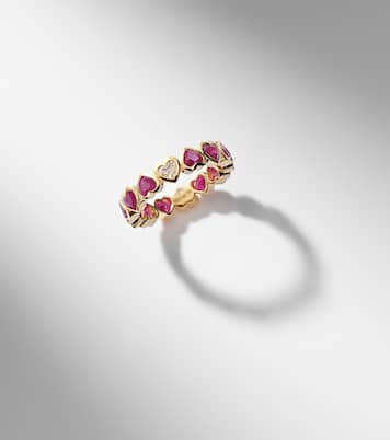 18kt yellow gold ring with rubies and diamonds  | Shay Jewelry