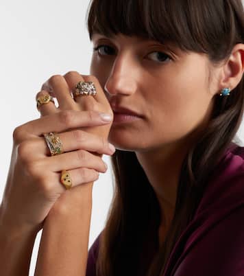 Coeur Toutou Mini 9kt gold pinky ring with gemstones | Yvonne Léon
