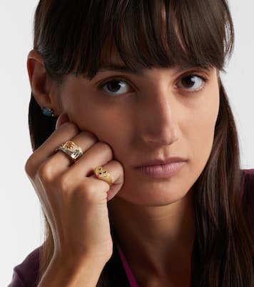 Coeur Toutou Mini 9kt gold pinky ring with gemstones | Yvonne Léon