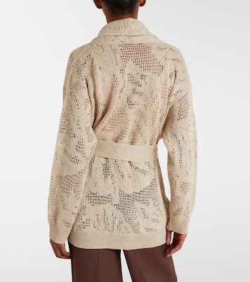 Open-knit linen and cotton wrap cardigan | Brunello Cucinelli