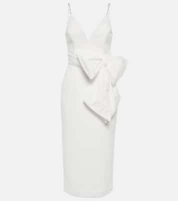 Bridal Genevieve bow-trimmed crêpe midi dress | Rebecca Vallance