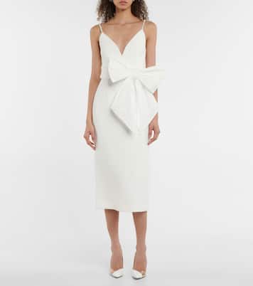 Bridal Genevieve bow-trimmed crêpe midi dress | Rebecca Vallance