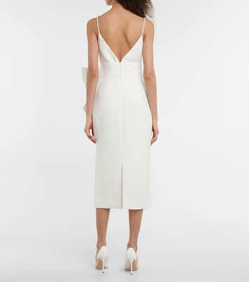 Bridal Genevieve bow-trimmed crêpe midi dress | Rebecca Vallance