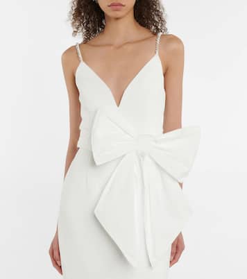 Bridal Genevieve bow-trimmed crêpe midi dress | Rebecca Vallance