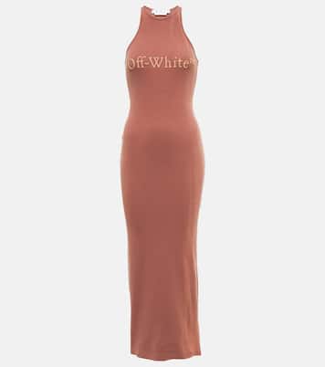 Robe midi en coton mélangé à logo | Off-White
