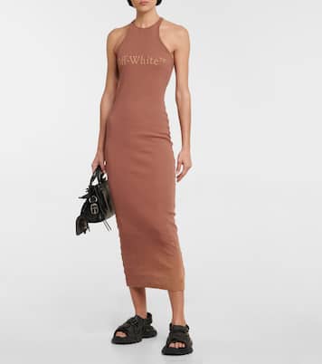 Robe midi en coton mélangé à logo | Off-White