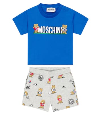 Baby - T-shirt e shorts in cotone con stampa | Moschino Kids
