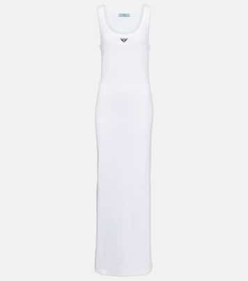 Logo cotton jersey maxi dress | Prada