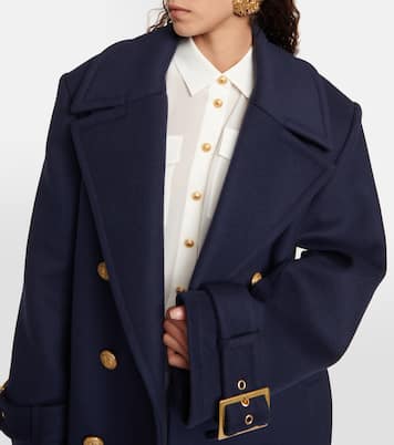 Double-breasted virgin wool coat | Balmain