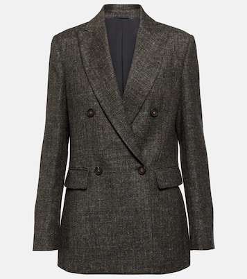 Double-breasted virgin wool-blend blazer | Brunello Cucinelli