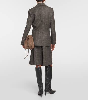 Double-breasted virgin wool-blend blazer | Brunello Cucinelli