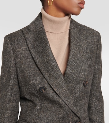 Double-breasted virgin wool-blend blazer | Brunello Cucinelli