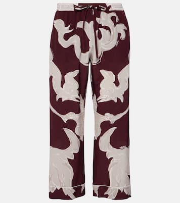 Pantaloni in crêpe de chine di seta con stampa | Valentino