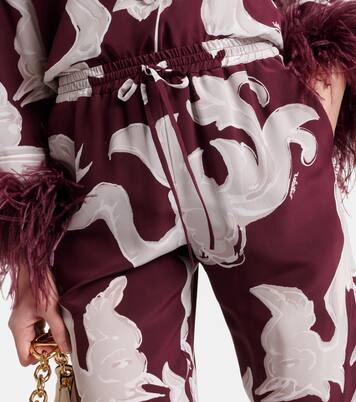 Pantaloni in crêpe de chine di seta con stampa | Valentino