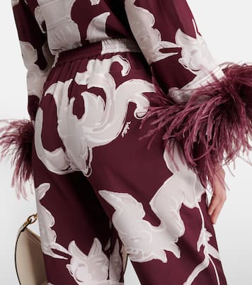 Pantaloni in crêpe de chine di seta con stampa | Valentino