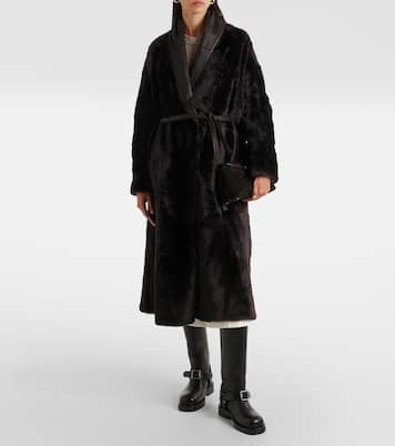 Leather-trimmed shearling coat | Yves Salomon