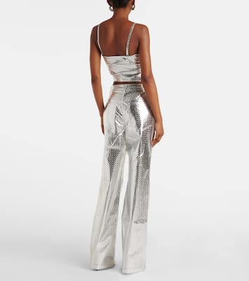 Metallic-effect high-rise straight pants | Rotate