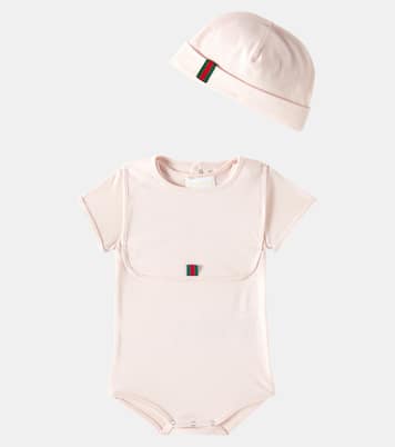 Bebé - set de body, babero y gorro de algodón | Gucci Kids
