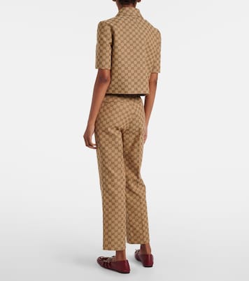 Pantaloni regular Horsebit in canvas GG | Gucci