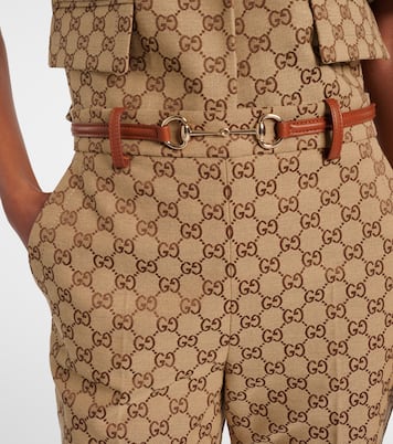 Pantaloni regular Horsebit in canvas GG | Gucci