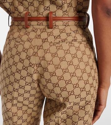 Pantaloni regular Horsebit in canvas GG | Gucci