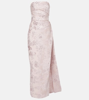 Draped metallic-effect jacquard gown | Monique Lhuillier