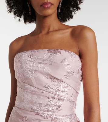 Draped metallic-effect jacquard gown | Monique Lhuillier