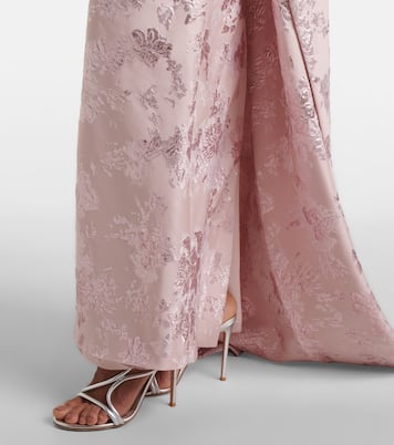 Draped metallic-effect jacquard gown | Monique Lhuillier