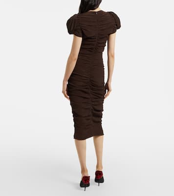 Puff-sleeve silk midi dress | Magda Butrym