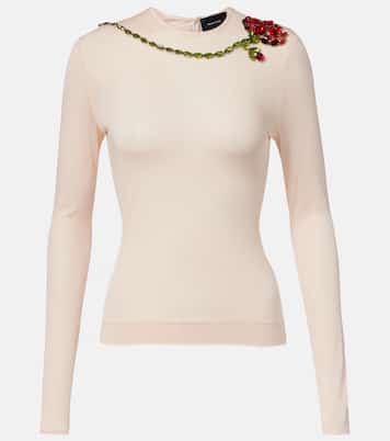 Crystal-embellished mesh top | Simone Rocha