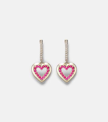 14kt gold hoop earrings with diamonds and sapphires | Roxanne First